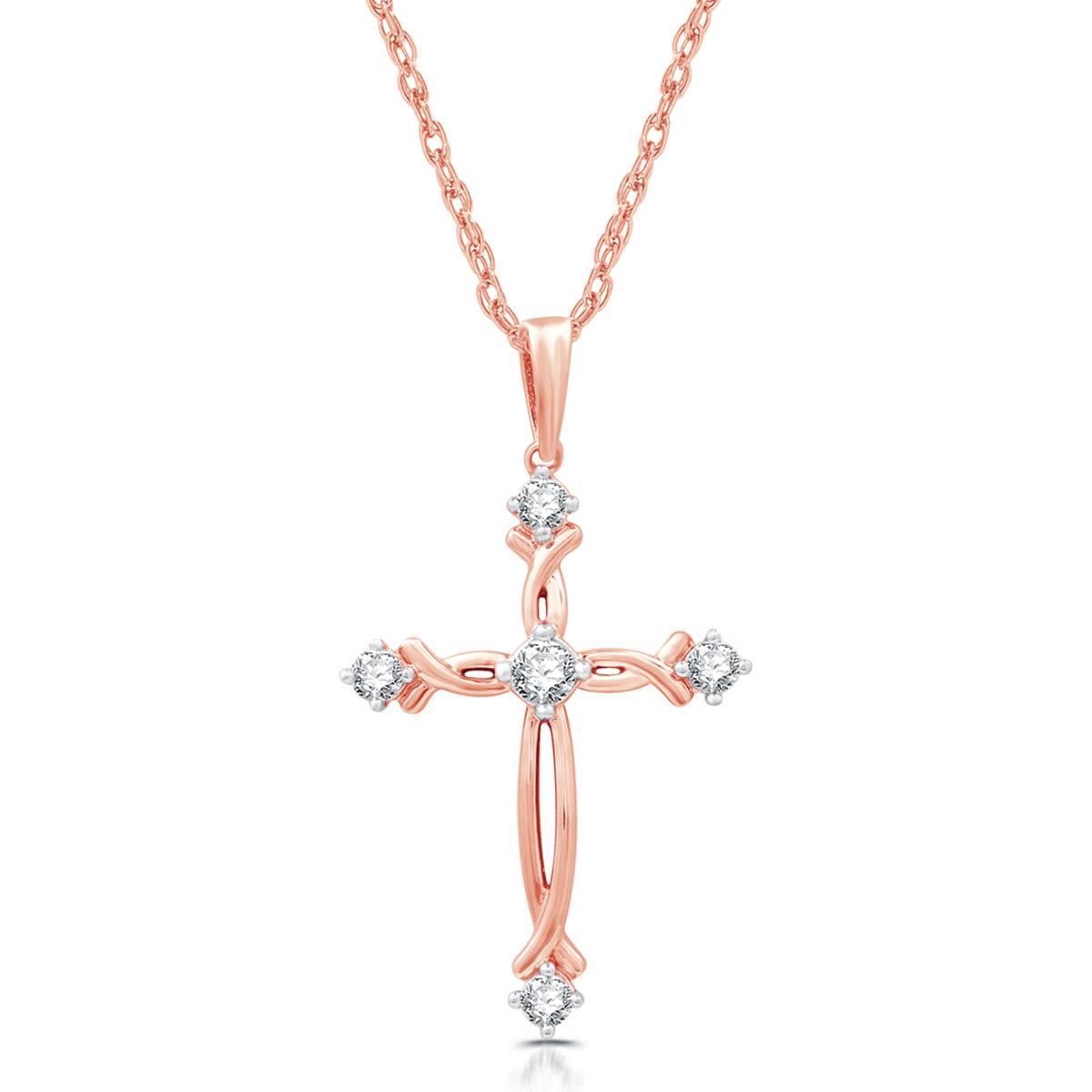 Nova Star(R) Lab Grown Diamond Rose Gold Plated Twist Cross Pendant