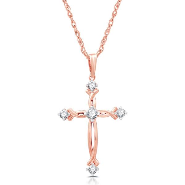Nova Star(R) Lab Grown Diamond Rose Gold Plated Twist Cross Pendant - image 