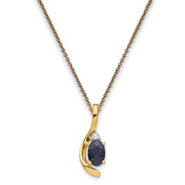 14k Yellow Gold Blue Sapphire Pendant Necklace