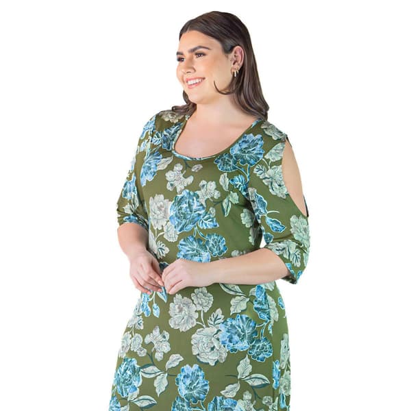Plus Size 24/7 Comfort Apparel Floral Maxi Dress