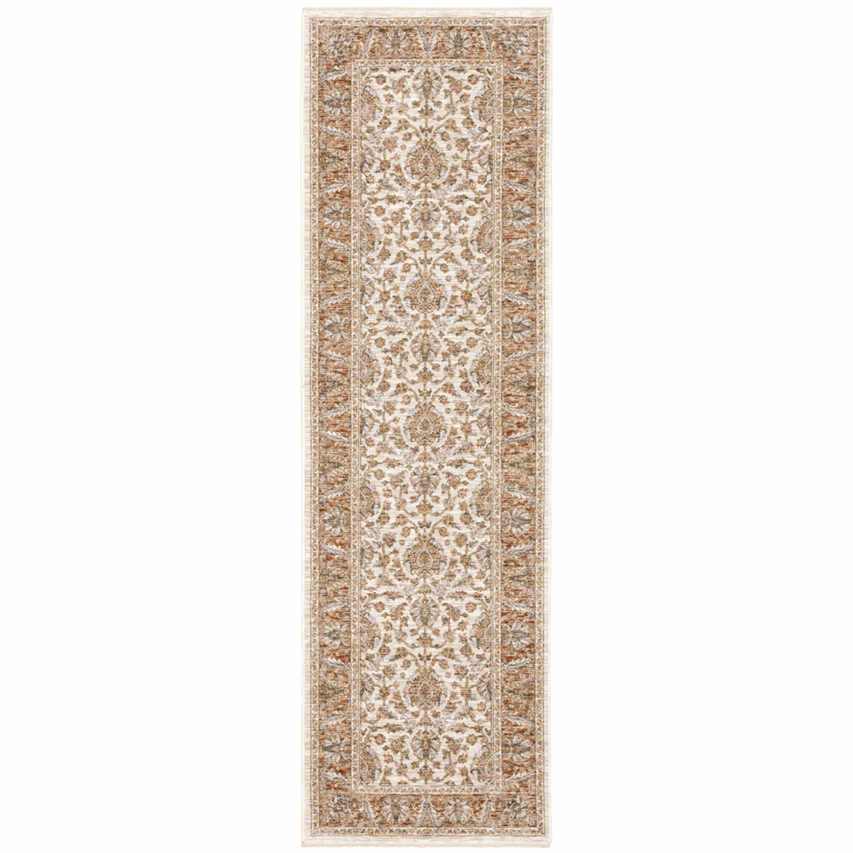 HomeRoots Rust Oriental Power Loom Stain Resistant Runner