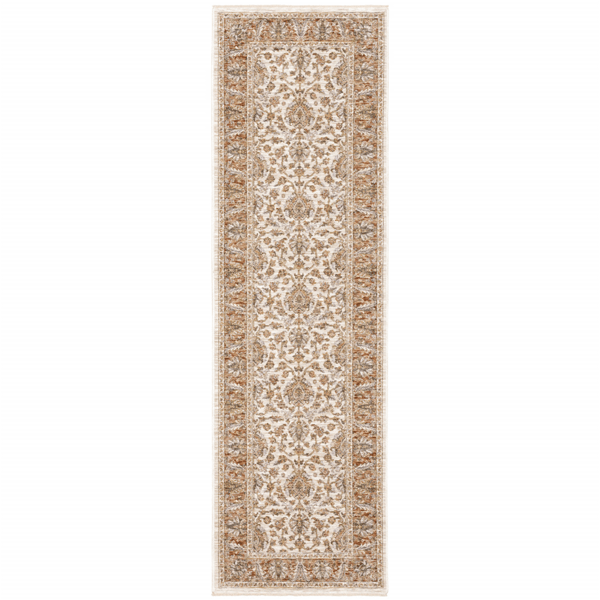 HomeRoots Rust Oriental Power Loom Stain Resistant Runner Rug
