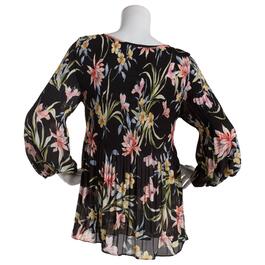 Petite Floral & Ivy 3/4 Sleeve Round Neck Floral Blouse