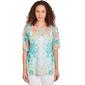 Womens Ruby Rd. Spring Breeze Knit Embellished Floral Top - image 1