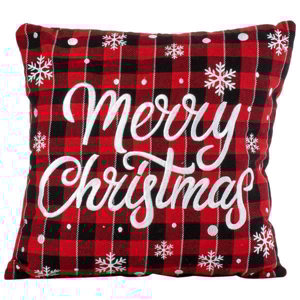 Merry Christmas Plaid Decorative Pillow - 18x18 - image 