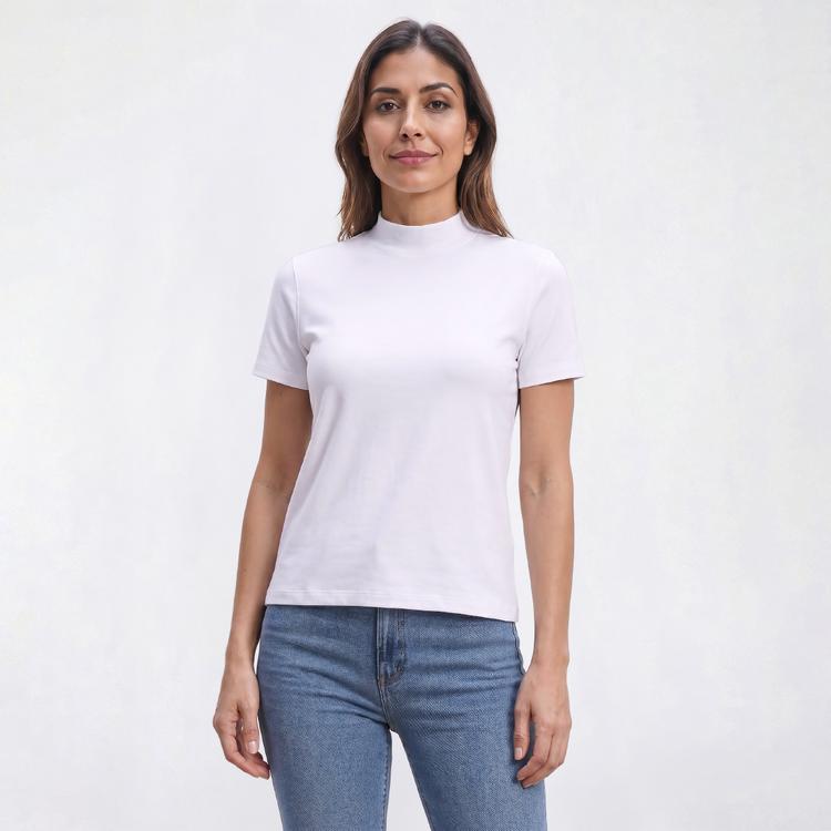 Womens Hasting & Smith Short Sleeve Mock Neck Tee