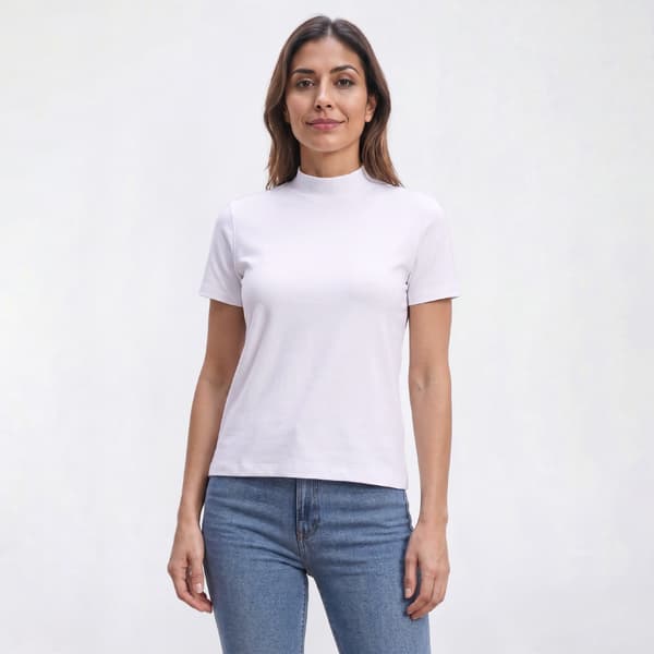 Womens Hasting & Smith Short Sleeve Mock Neck Tee