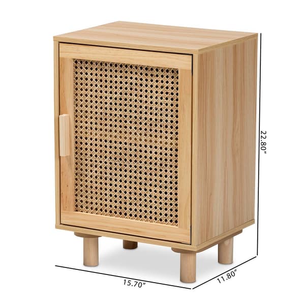 Baxton Studio Maclean Natural Brown Wood 1-Door Nightstand
