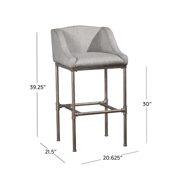 HH2 Home Dillon Low Profile Wingback Grey Bar Height Stool