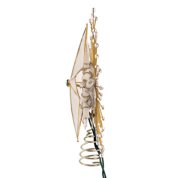 Kurt Adler 10in 5-Point Capiz Star Treetop w/ Rays & Beads