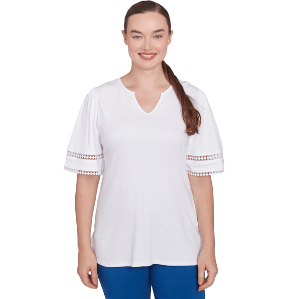 Petite Ruby Rd. Americana Chic Solid Diamond Trim Tee