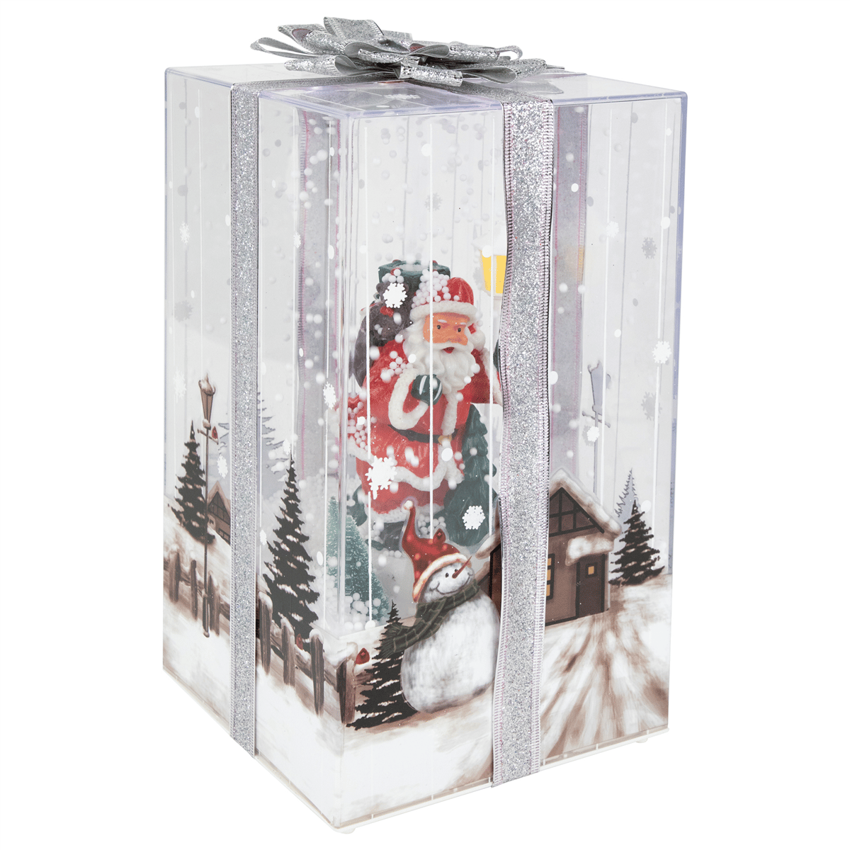 Open Video Modal for Northlight Musical Santa Snowing Gift Box Christmas Décor