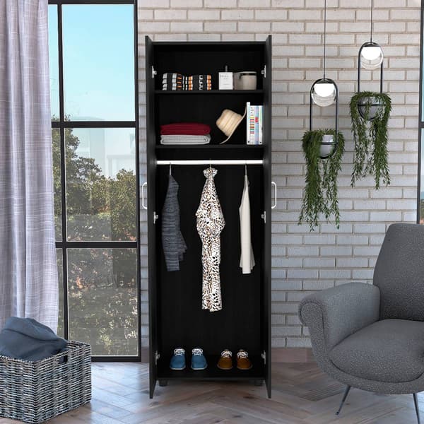 FM FURNITURE Glasglow Black Armoire