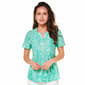Womens Notations Short Sleeve Abstract Texture Pintuck Blouse - image 1