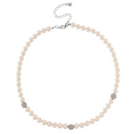 Roman Clear Social Pearl Strand w/ Crystal Fireball Necklace