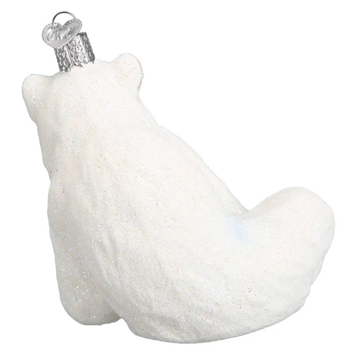 Old World Christmas Polar Bear With Cub Glass Ornament