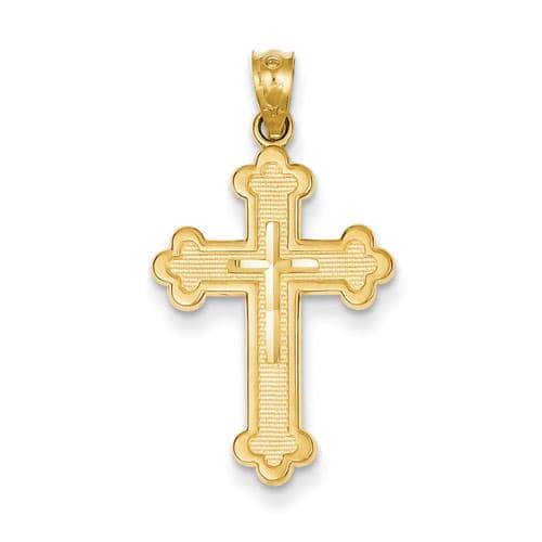 Unisex Gold Classics(tm) 14kt. Yellow Gold Budded Cross Pendant - image 