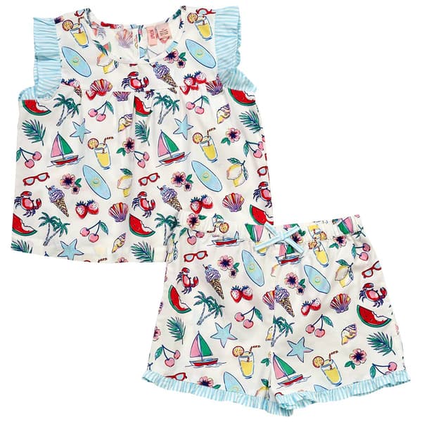 Girls (4-6x) Kiwi 2pc. Coastal Print Top & Shorts Set
