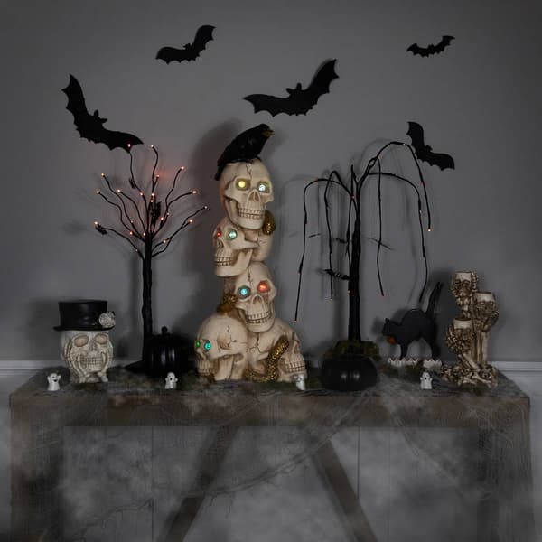 Northlight Seasonal LED Skull Tower w/ Raven Halloween Décor