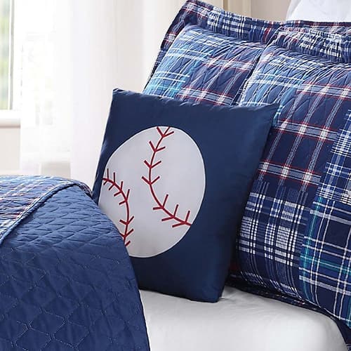 My World Navy Plaid Patchwork Quilt Set