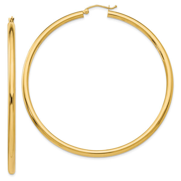 Gold Classics&#40;tm&#41; 14kt. Gold Polished 65mm Hoop Earrings - image 