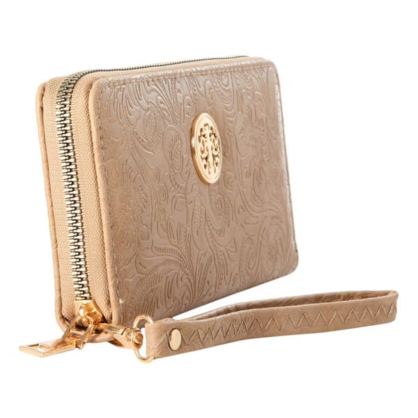 Womens Sasha Tooled Zip-Around Wallet