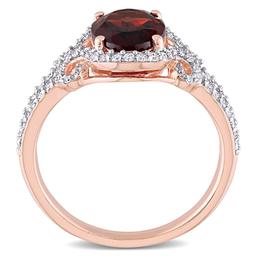 Gemstones Classics™ 10kt. Rose Gold Garnet Oval Halo Ring