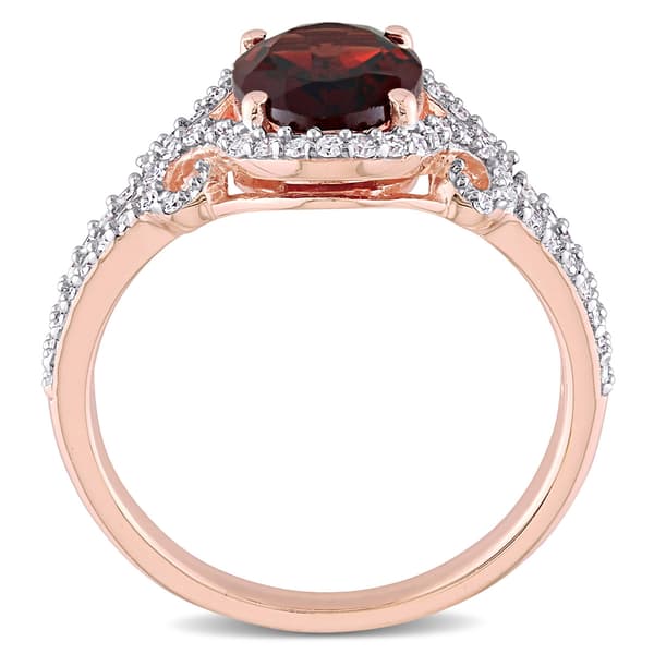 Gemstones Classics™ 10kt. Rose Gold Garnet Oval Halo Ring