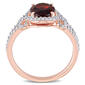 Gemstones Classics&#8482; 10kt. Rose Gold Garnet Oval Halo Ring - image 3