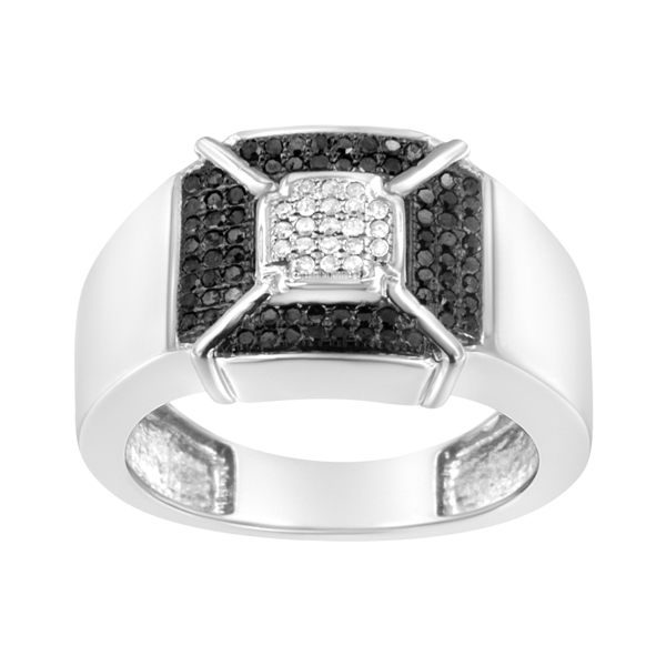 Mens Haus of Brilliance Enhanced Black & White Diamond Band Ring