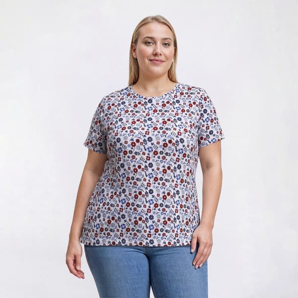 Plus Size Hasting & Smith Short Sleeve Americana Floral Tee - image 