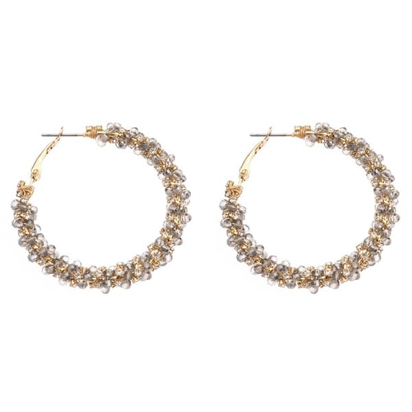 Ashley Cooper(tm) Rhinestone Bead Twist Hoop Earrings - image 