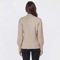 Womens Como Blu Long Sleeve Mock Neck Shoulder Detail Sweater