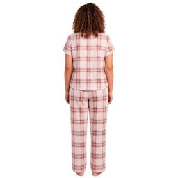 Womens Laura Ashley® Short Sleeve Bear Pocket Plaid Pajama Set