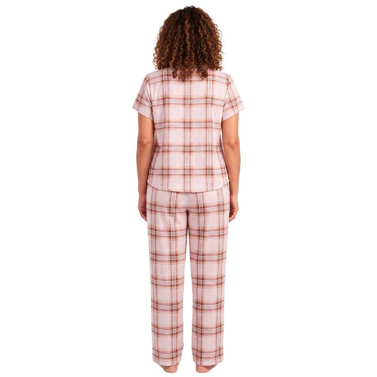 Womens Laura Ashley® Short Sleeve Bear Pocket Plaid Pajama Set