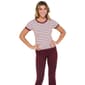 Juniors Pink Rose Stripe Ringer Tee - image 1