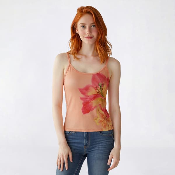 Juniors Madden Girl Elevated Jersey Placement Hibiscus Camisole