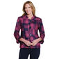 Womens Multiples 3/4 Ruffle Hem Sleeve Big Button Plaid Jacket - image 1