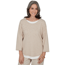 Petite Alfred Dunner Luxe Be A Lady Layered Embellished Blouse