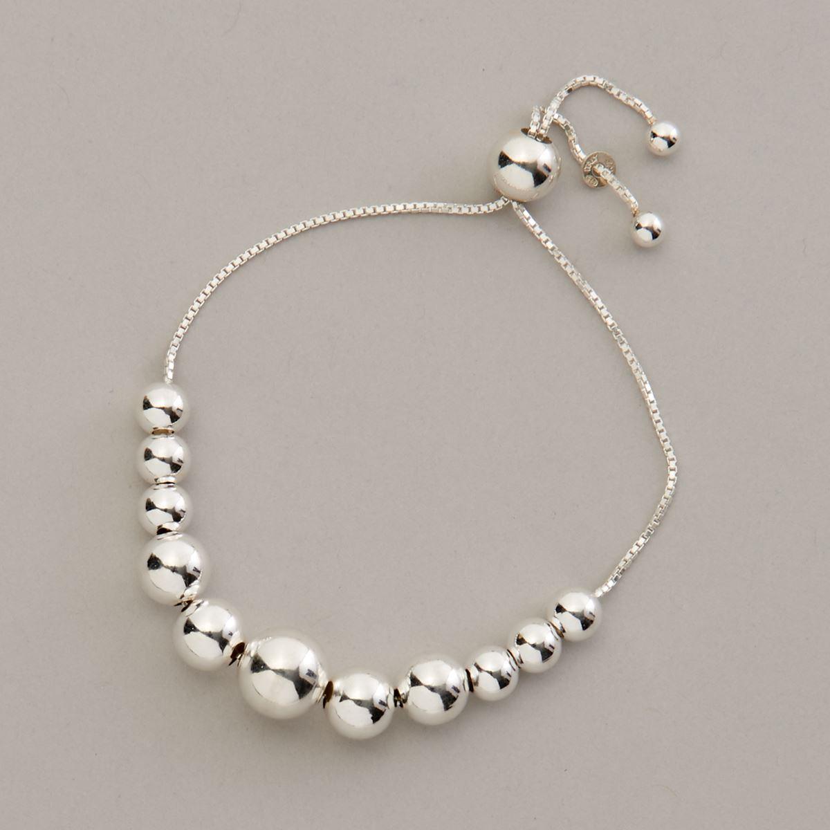 Ellen Tracy Sterling Silver Graduated Beaded Bracelet
