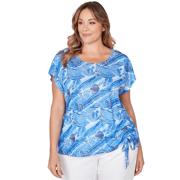 Plus Size Heart''s of Palm Smooth Sailing Printed Poly T Sleeve S - image 