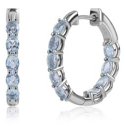 Gemstone Classics(tm) Lab Grown Aquamarine Inside Out Hoop Earrings