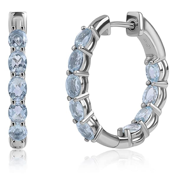 Gemstone Classics(tm) Lab Grown Aquamarine Inside Out Hoop Earrings