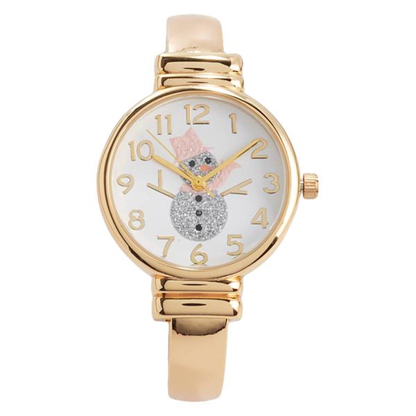 Womens Glitter Snowman Cuff Bracelet Watch - ABG121A - image 