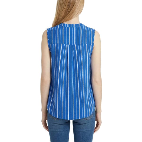 Petite NY Collection Sleeveless Stripe Twist Hem Woven Blouse