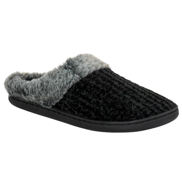 Womens Ella & Joy Chenille Tipped Fur Clog Slippers