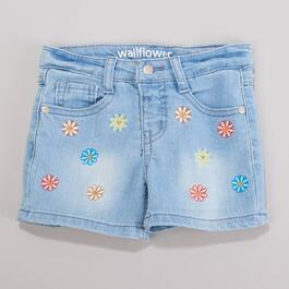 Toddler Girl Wallflower&#40;R&#41; Girl Floral Embroidered Denim Shorts
