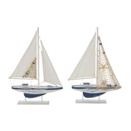 9th & Pike® Wooden Sailboat Sculpture Set Of 2