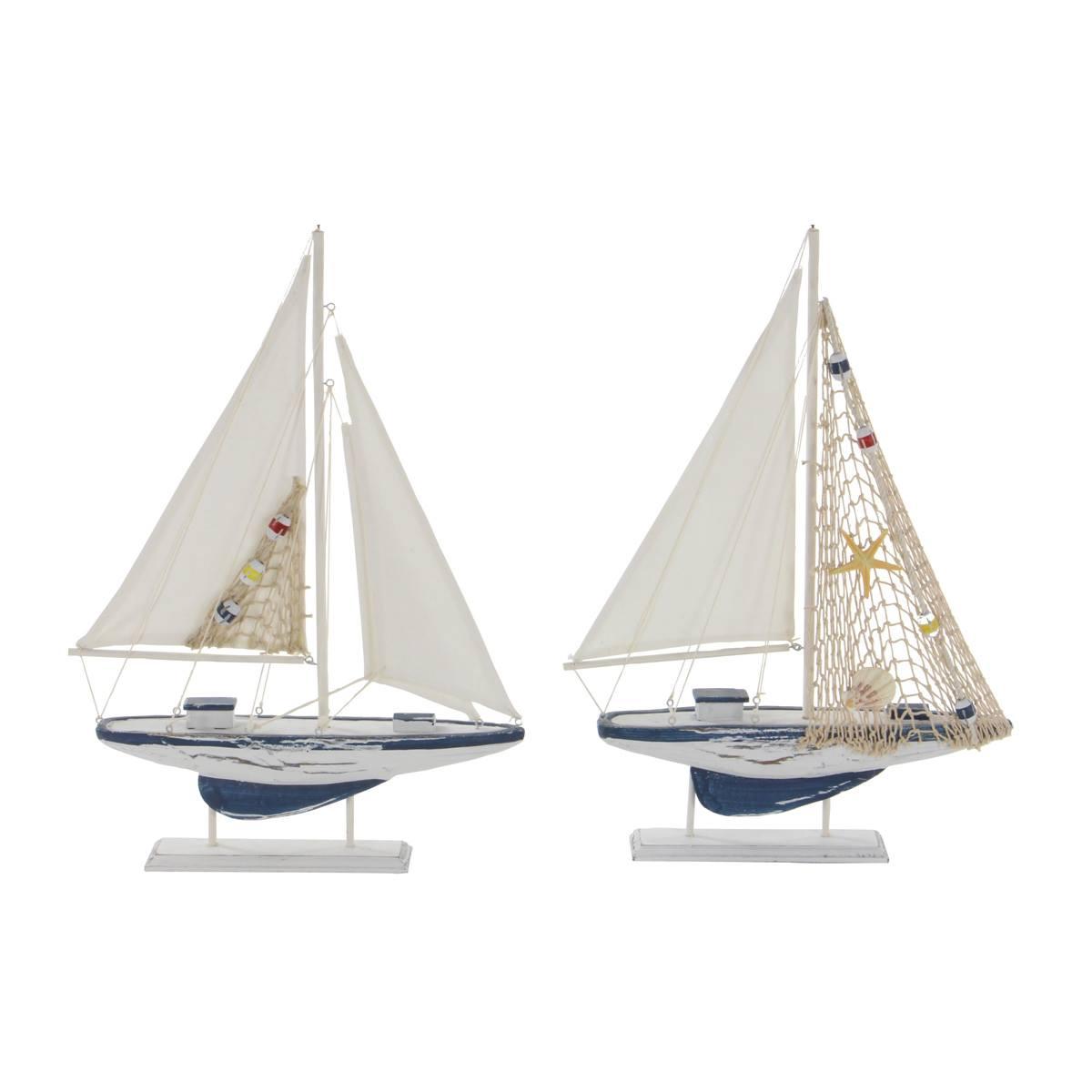 9th & Pike® Wooden Sailboat Sculpture Set Of 2
