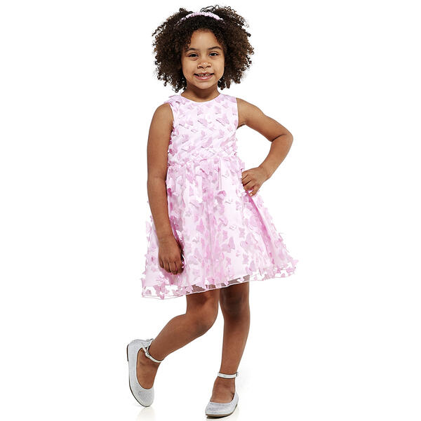Girls &#40;4-6x&#41; Rare Editions 3D Charmeuse Butterfly Mesh Dress - image 